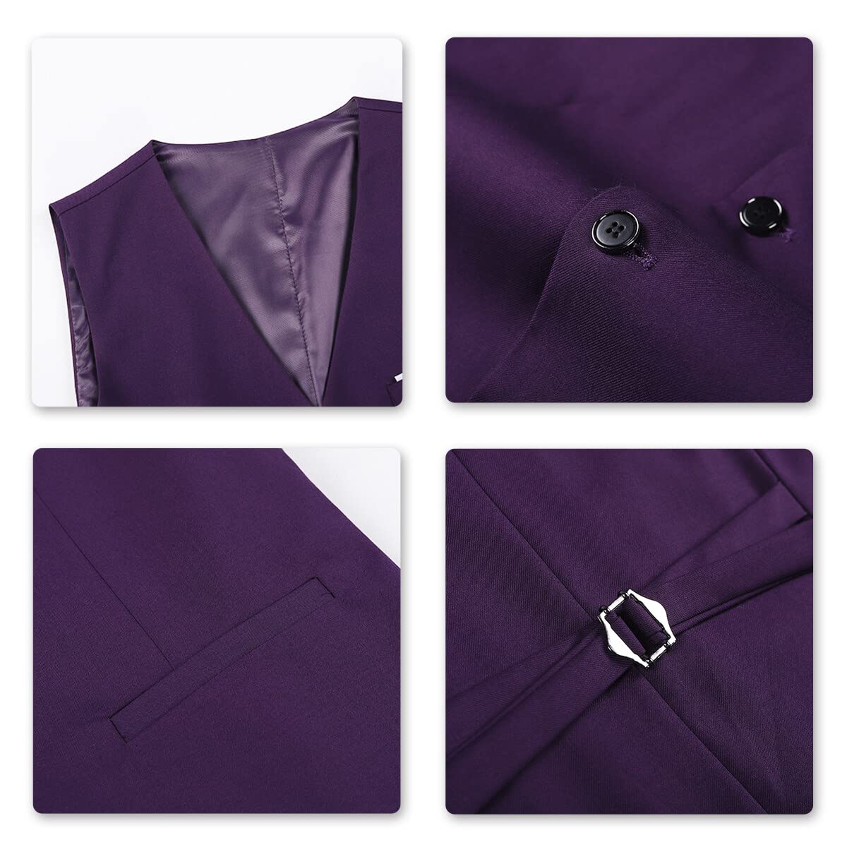 Allthemen Abito da Uomo 3 Pezzi Slim Fit Completo Formale da Matrimonio Un Bottone Giacca Gilet Pantaloni