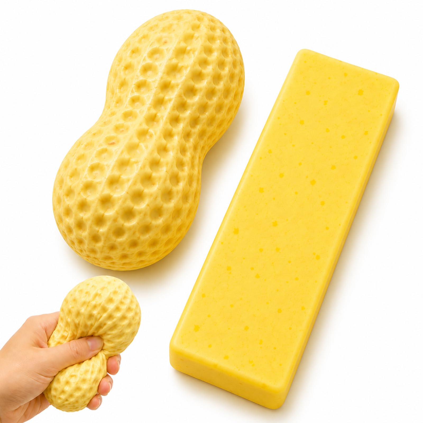 2 PCS Peanut Squishy, Butter Squishy Decor Set, Unique Food Shaped Desktop Ornament,Suitable for home desk and office counter, ideal for decoration collectors and interior layout enthusiasts