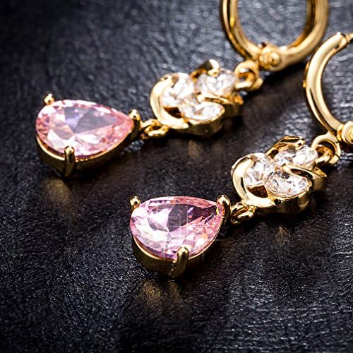 YAZILIND 18K Gold Plated Women Jewelry Exquisite Teardrop Water Drop Pendant Cubic Zirconia Inlaid Drop Dangle Hoop Earrings