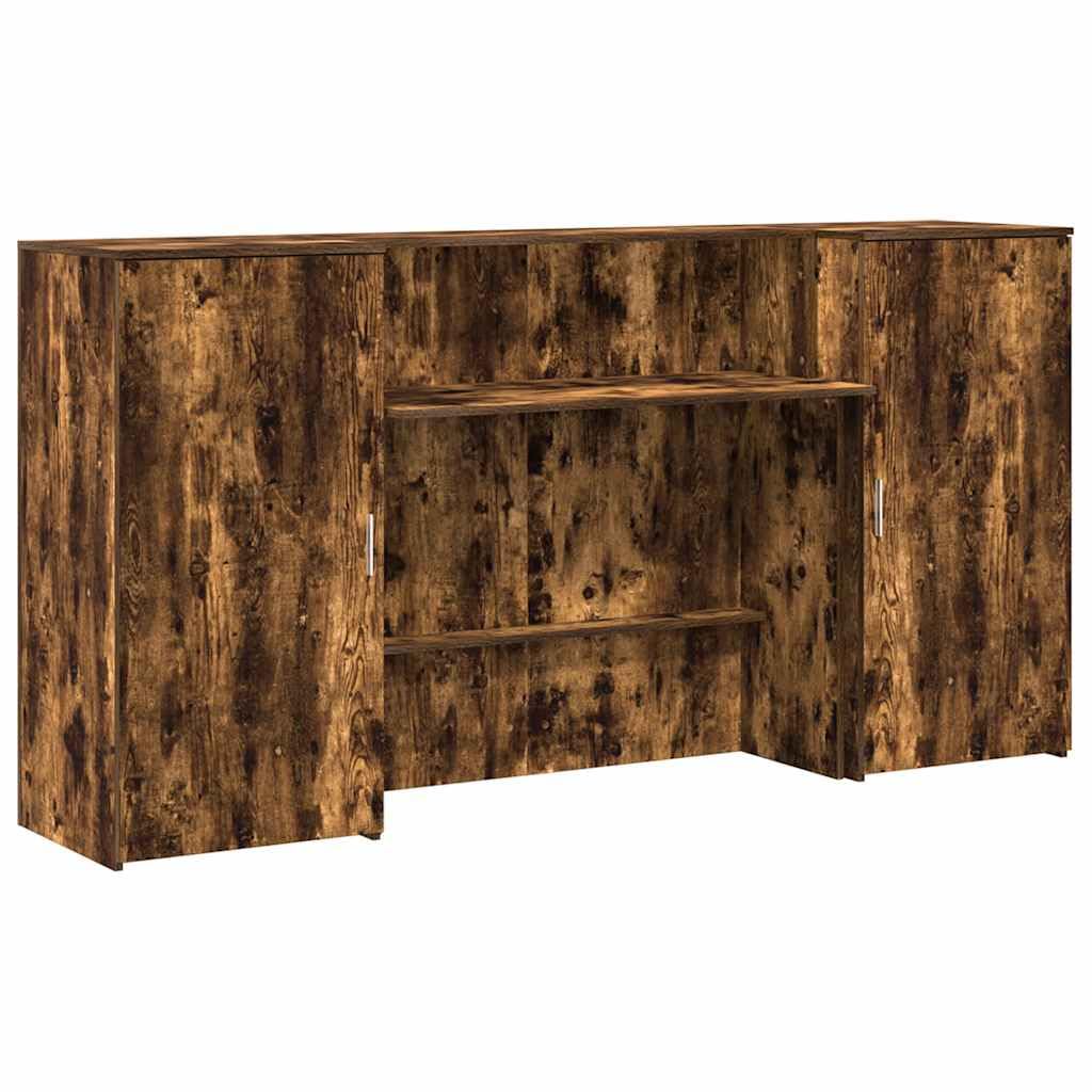 Banco di reception per affumicatura, 200 x 50 x 103,5 cm, robusto materiale in legno per ufficio e casa, scrivania versatile con spazio di archiviazione