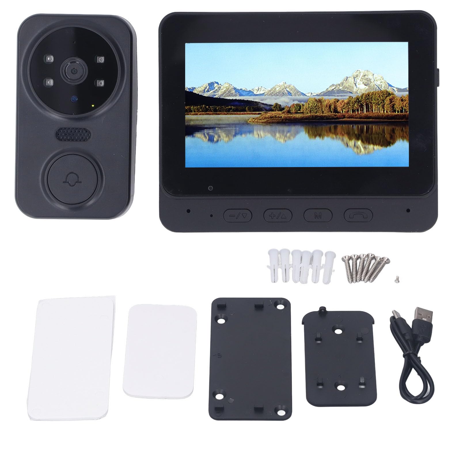 Zestaw bezprzewodowego domofonu wideo, zestaw wideodomofonu 800 X 480 WiFi 2.4G HD System wideodomofonu z 4,3-calowym ekranem IPS
