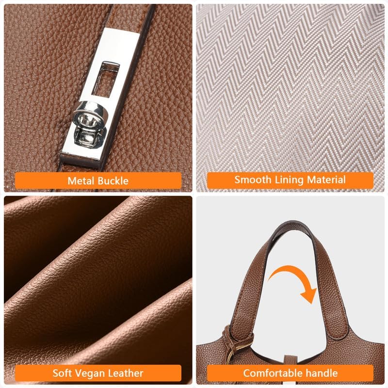 Tote Bag for Women Satchel Bag for Women Shoulder Handbag Bucket Purse Clutch Bags for Work Evening Black - Image 6