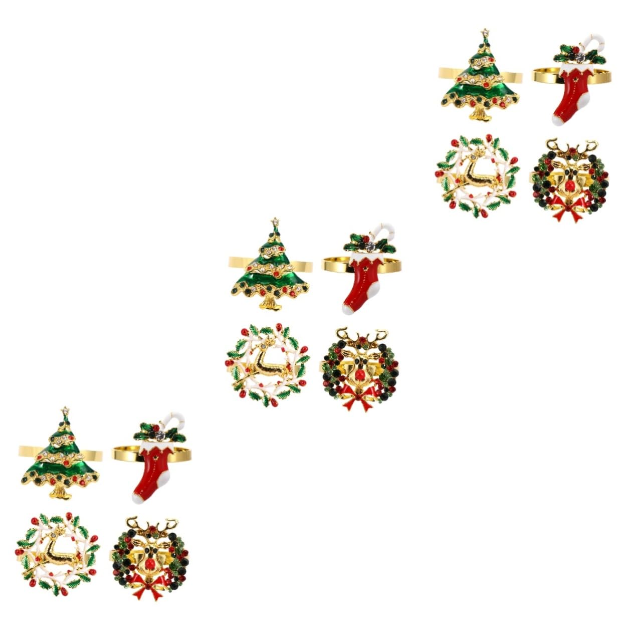 OUNONA 12stücke Elegante Weihnachts-Napkin-Ringe Einzigartige Dekoration Für Festlichkeiten Aus Hochwertigem Legierungsmaterial Passend Für Weihnachtsfeiern Und Tägliche Anlässe