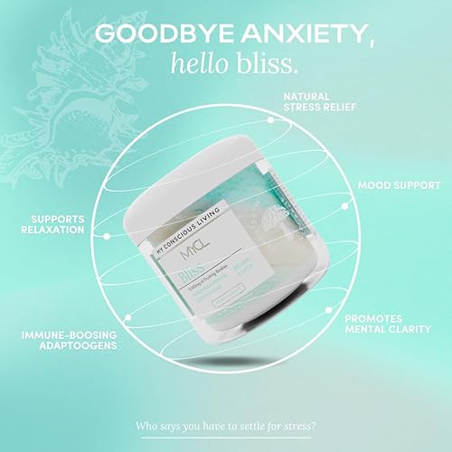 Vista 4 de MYCL Bliss - Gomitas de hongos 500 mg de Ashwagandha, Reishi, melena de león, bálsamo de limón y cuerpo fructífero entero de 5 HTP Alivio