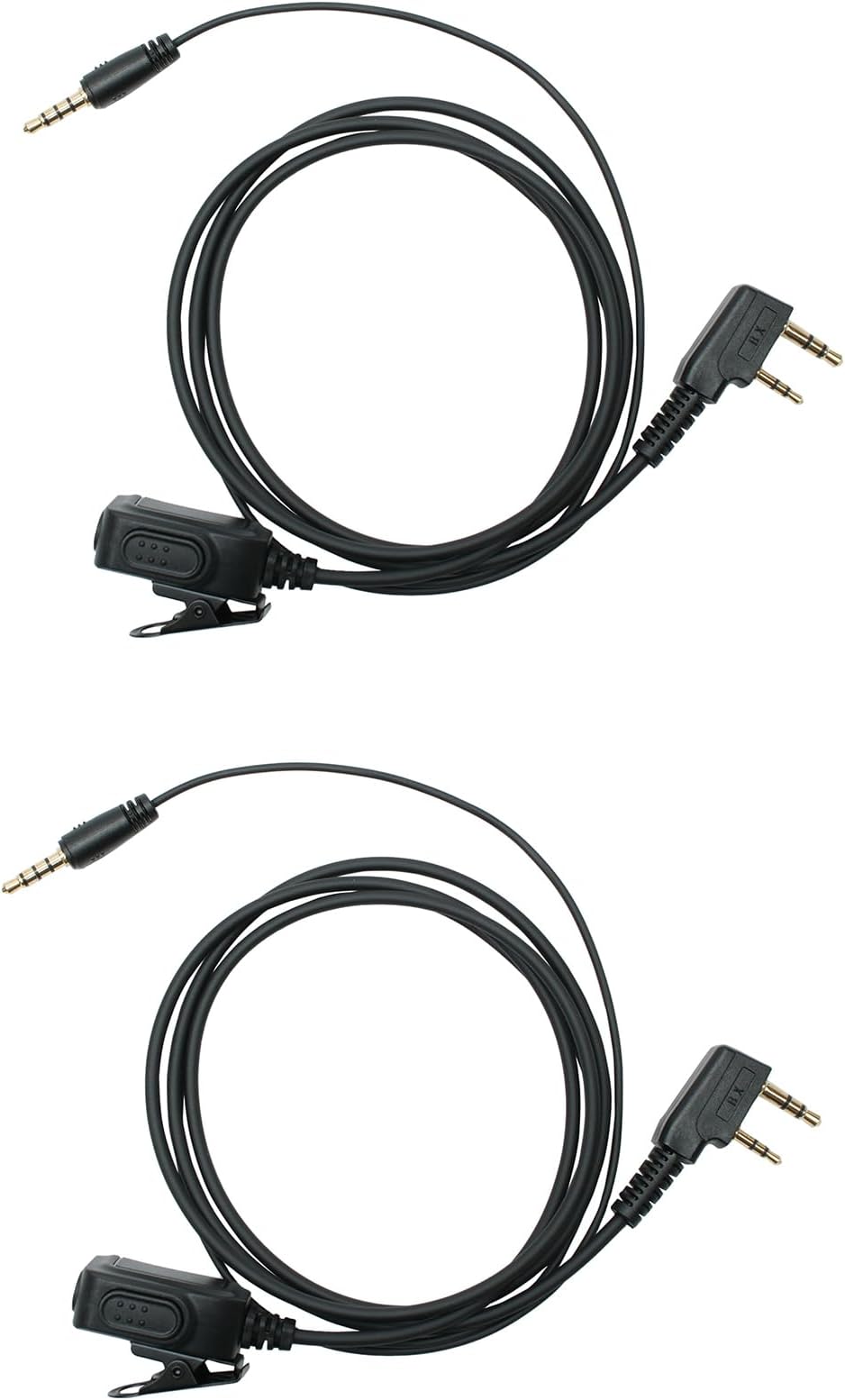Universal Radio Earpiece Cable 2 Pin K-1 Type to 3.5mm Audio Input Interface Headset with Built-in Mic and PTT Compatible with B- uv-5r Kenwood Retevis Walkie-Talkie