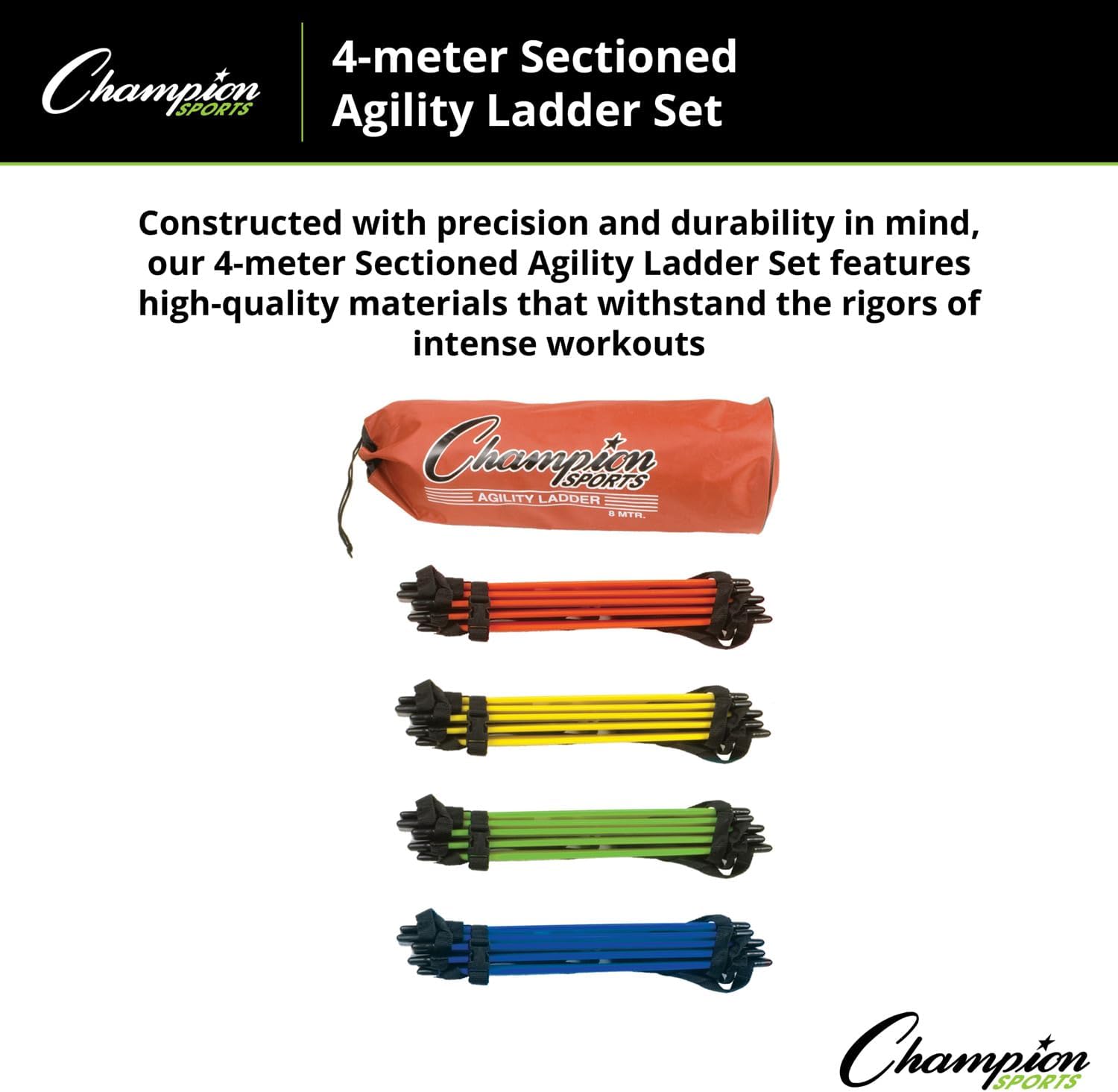 Champion Sports AGLCLR4 4M Sectioned Agility Ladder Set