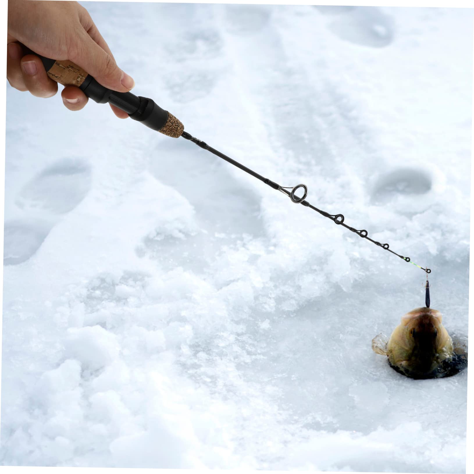 POPETPOP Caña De Pescar Ergonómica De 3 Piezas para Hielo Señuelo De Carbono De Postes Ligera Y Resistente para La Pesca De Camarones.