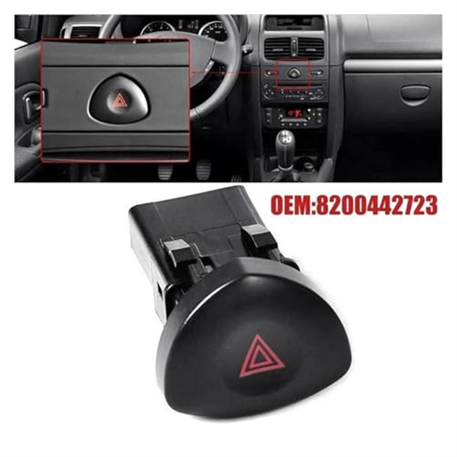 Szwaldaper Hazard Warning Emergency Light Switch Button for Renault Clio 2 Mk2 1998 Onwards 8200060036-8200442723 Car Hazard Warning Switch