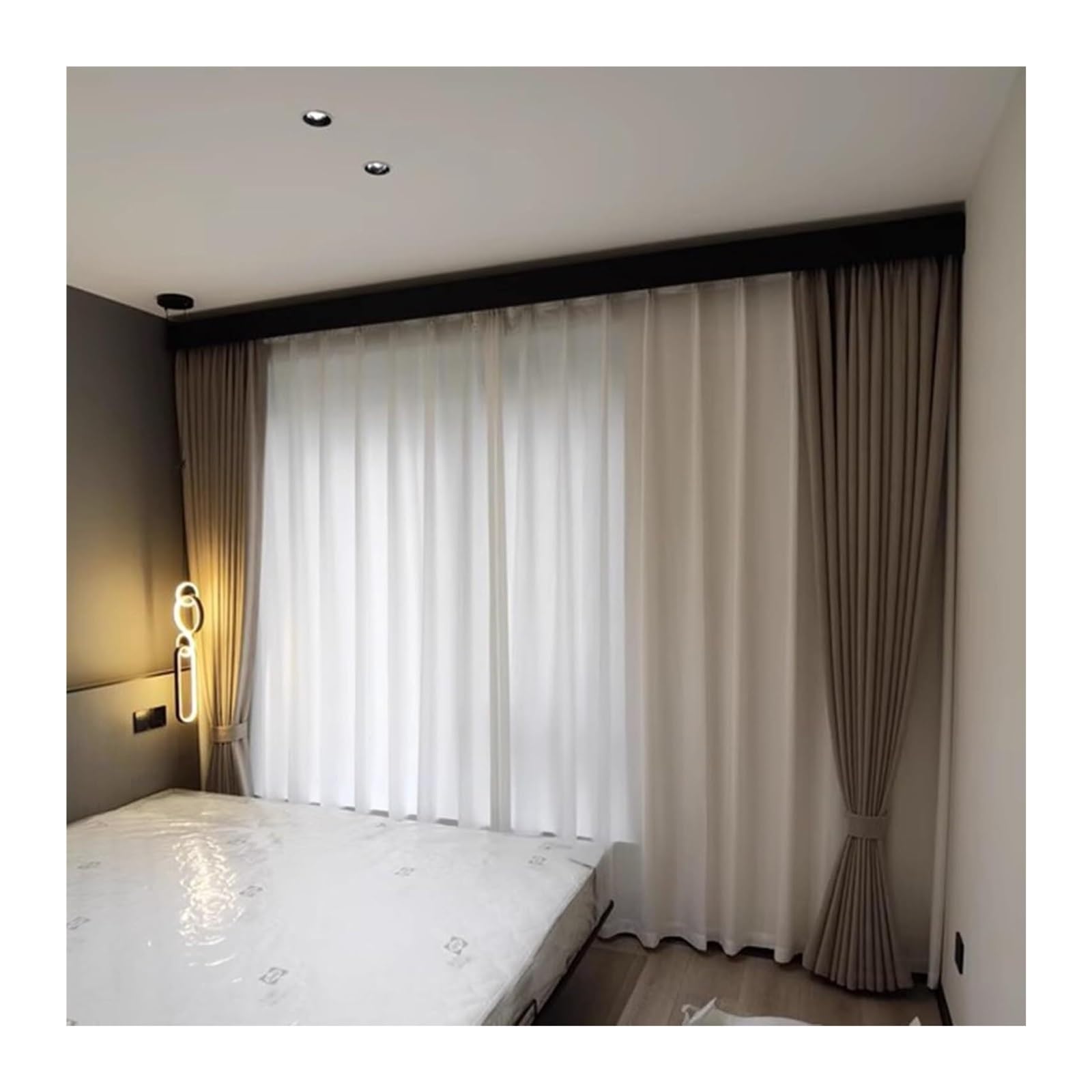 Double Track Curtain, 3-in-1 Heavy-Duty Ceiling Curtain Track Aluminum Alloy 2-Rail Slat Box Multiple Sizes(3.4m (11.1ft))