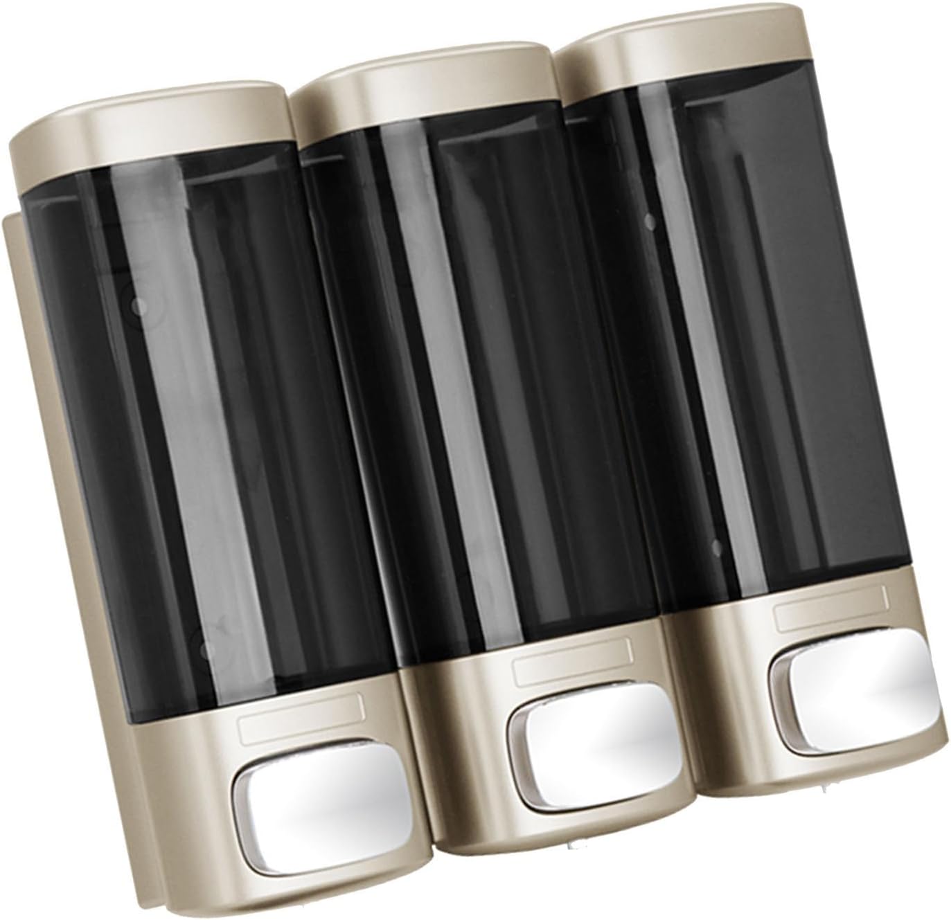 Pissente 3 Chamber Shower Dispenser, Leakproof Pump Head 300000 Presses 2 Installation Methods Adhesive Strips and Screw Pack for Bathroom Kitchen Hotel RV