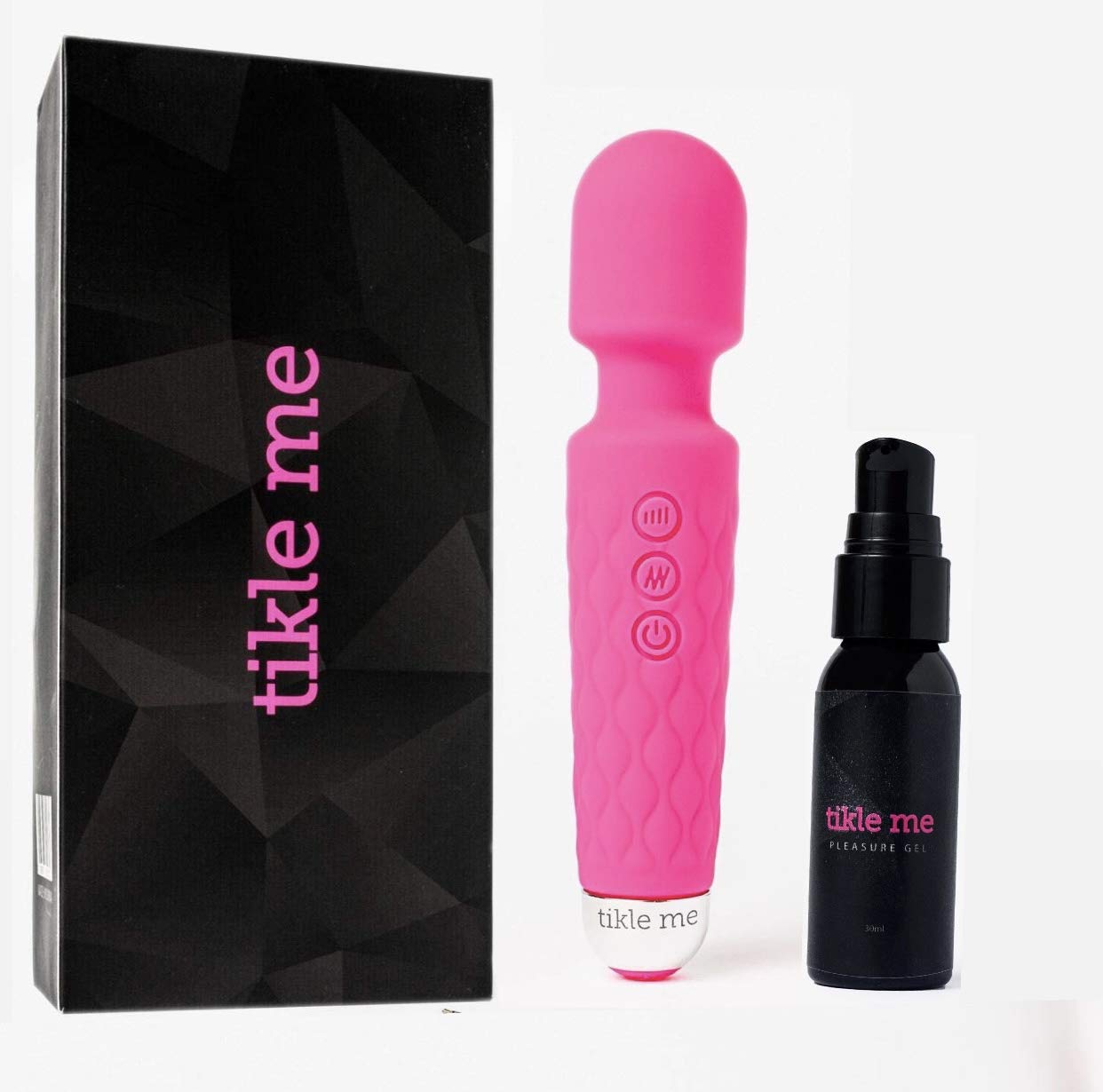 Wireless Wand Massager by TikleMe -Muscle Therapeutic Soother Free Lubricant 8 Powerful Vibrating Speeds 20 Exciting Modes Rechargeable Electric Cordless Portable Waterproof Handheld Massager Pink