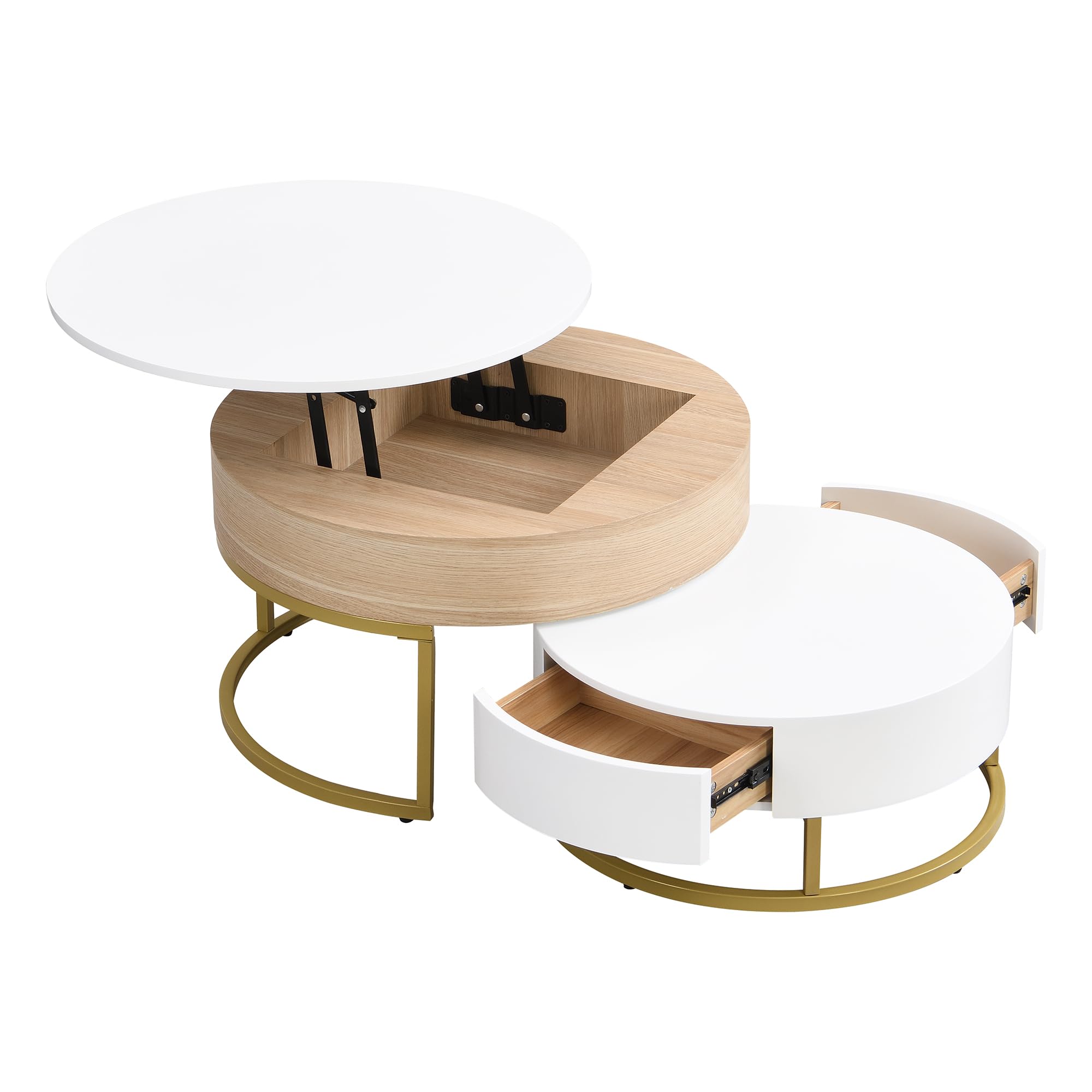 Kebnor Juego de mesa de café plegable dorada con 2 cajones, juego de 2 piezas