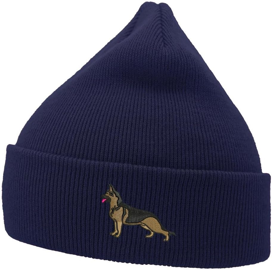 Mens Beanie Knit Hats German Shepherd Dog - 02 Embroidered Unisex Casual Beanies Hats for Winter