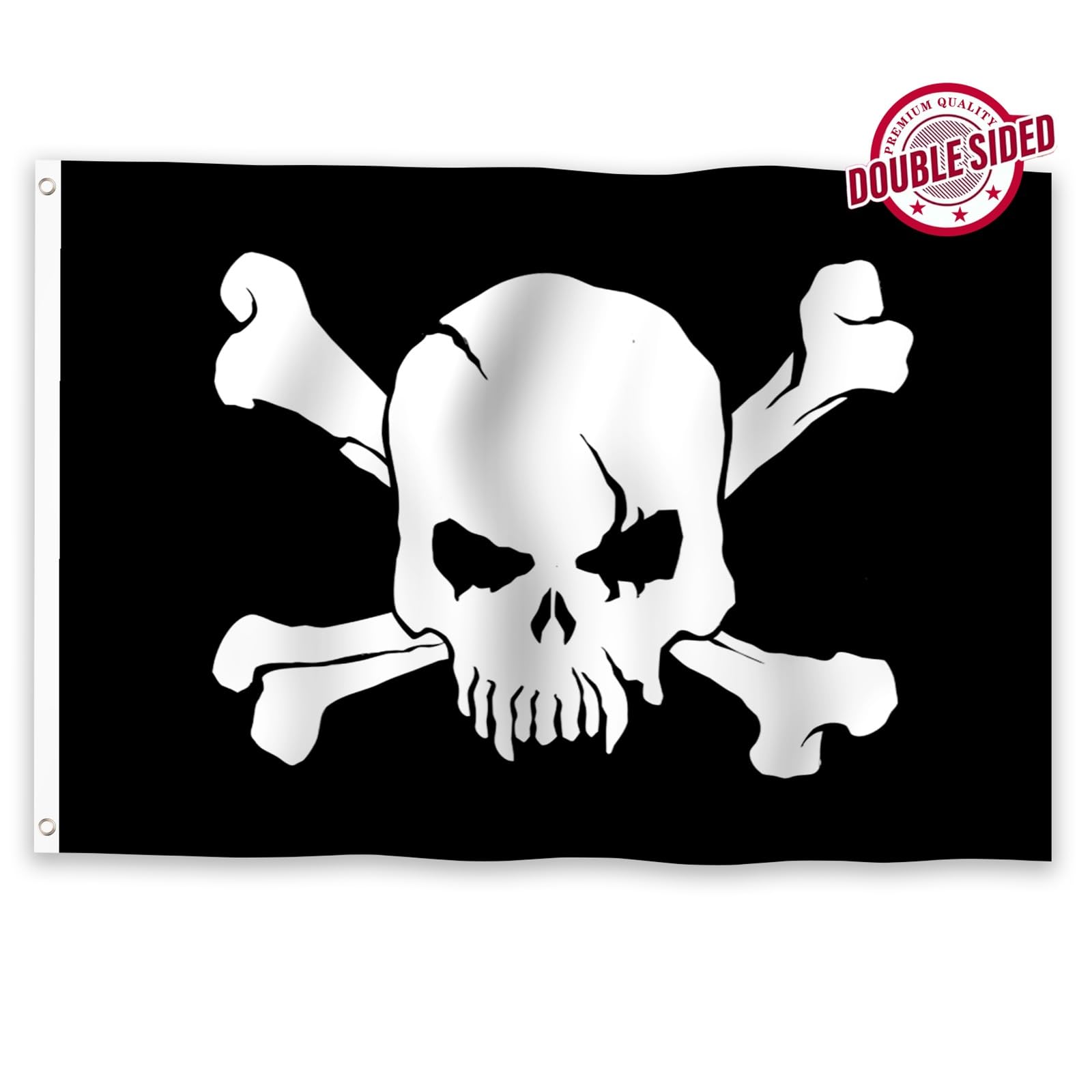 Aoihrraan Flaga piracka 1,8 x 3 m dwustronna Jolly Roger przerażająca czaszka kość skrzyżowane flagi szkielet baner na uroczystości na świeżym powietrzu do domu ogrodu ganku dekoracja flagi z 2