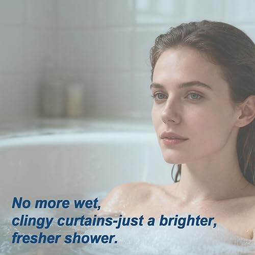 Miniatura 5 de Cortina de ducha con diseño de guijarros 3D, material de PEVA, ojales de plástico de metal con ganchos, tamaño estándar, 70.9 x 70.9 in, color