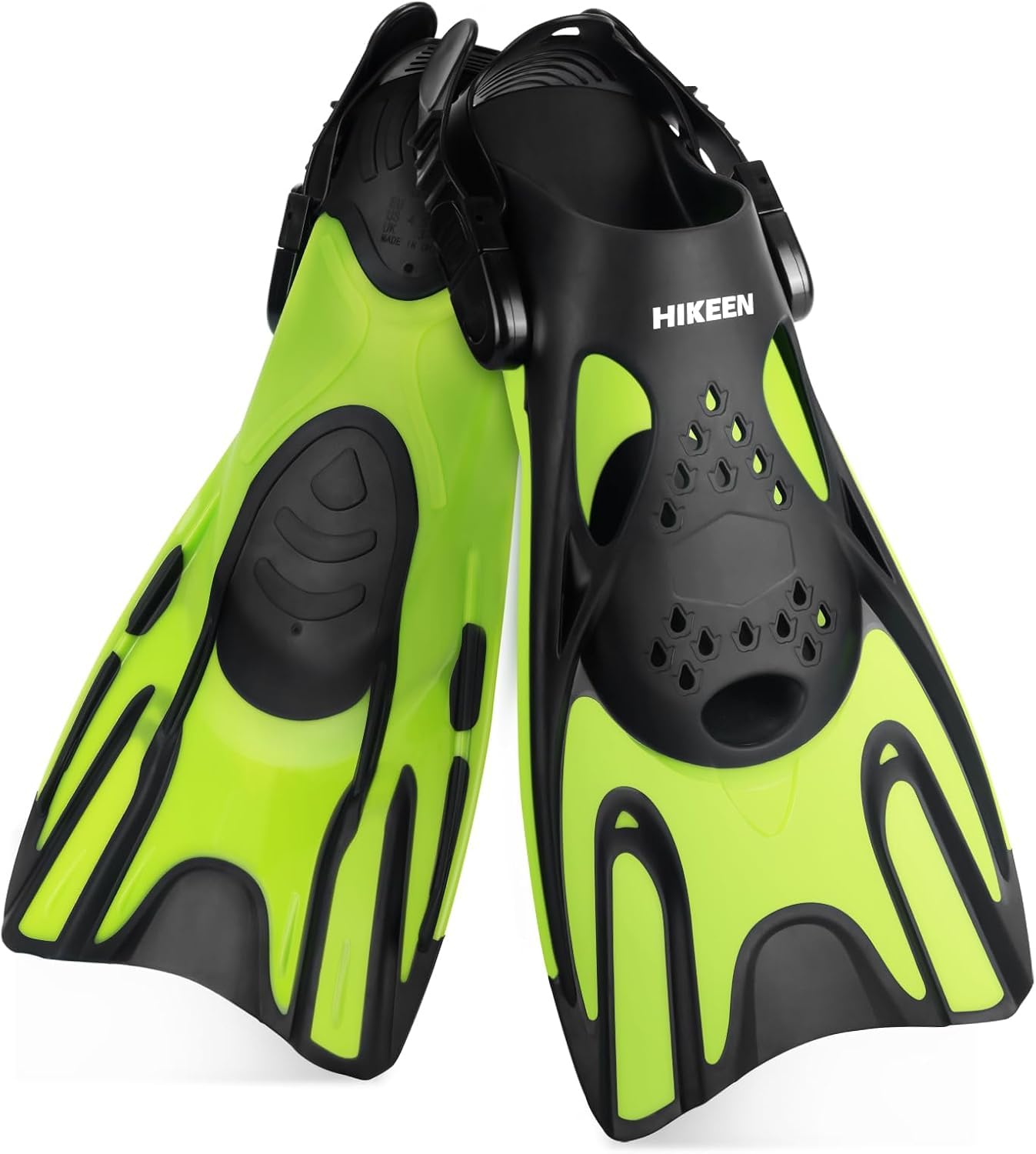 Hikeen Pinne Regolabili, Pinne Corte per Adulti e Bambini, Pinne da Piscina Unisex a Tallone Aperto, Pinne per Snorkeling Leggere con Sacca in Rete