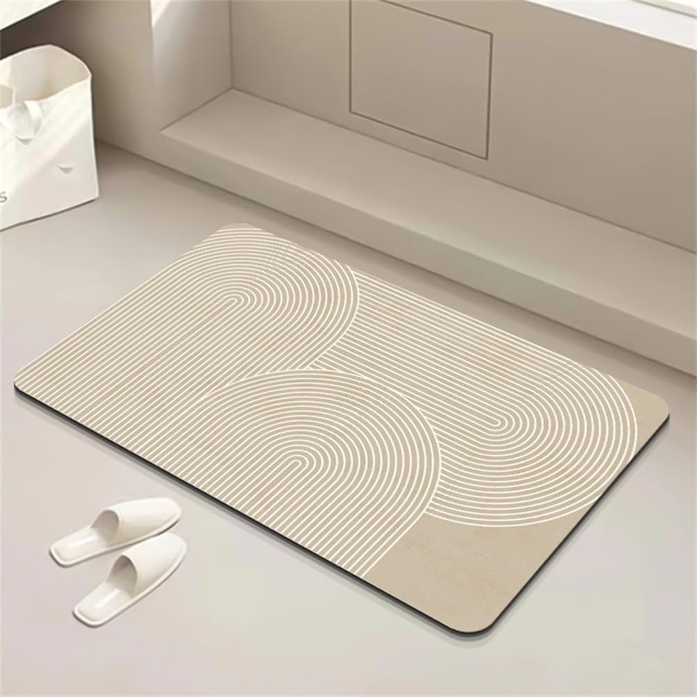 Tapis de Bain Antidérapant 120x180cm Tapis Salle de Bain Diatomite Super Absorbant, Tapis de Douche Absorbant Lavable Tapis à Séchage Rapide, Grand Tapis de Salle de Bain Doux Tapis D'entré, Beige