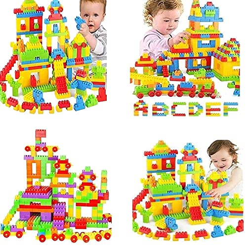 Image of Gambit Bulid Structures Interlocking Play Mat Train Blocks Set (200 Pieces) Smart Activity Fun and Learning Train Blocks for Kids - Multi-Color