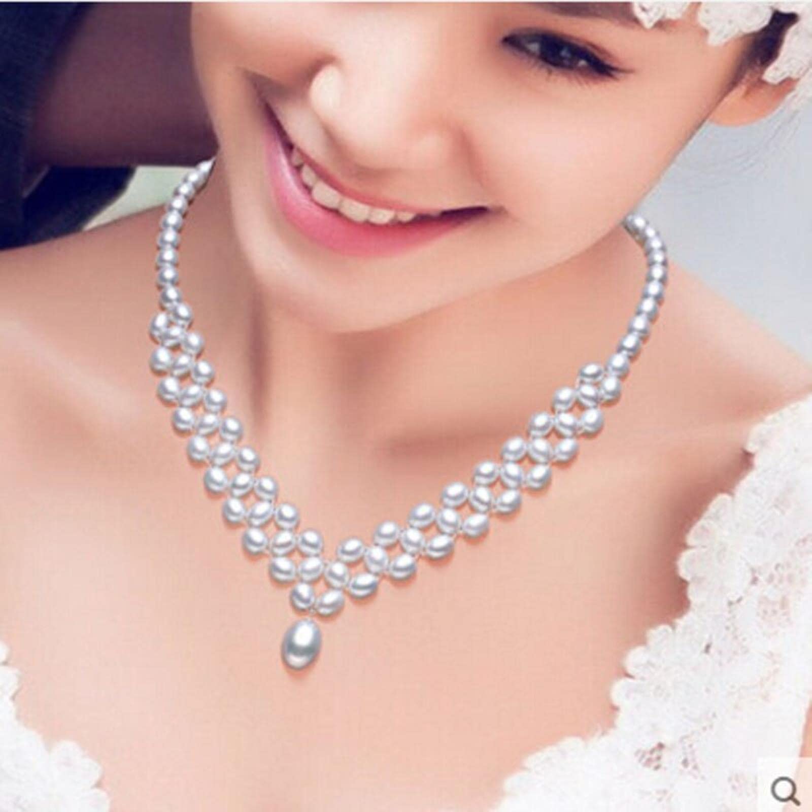 Collar De Perlas Naturales De Agua Dulce con Cierre De Plata De Ley 925 Auténtica, Joyería De Perlas para Mujer, Novia, Boda