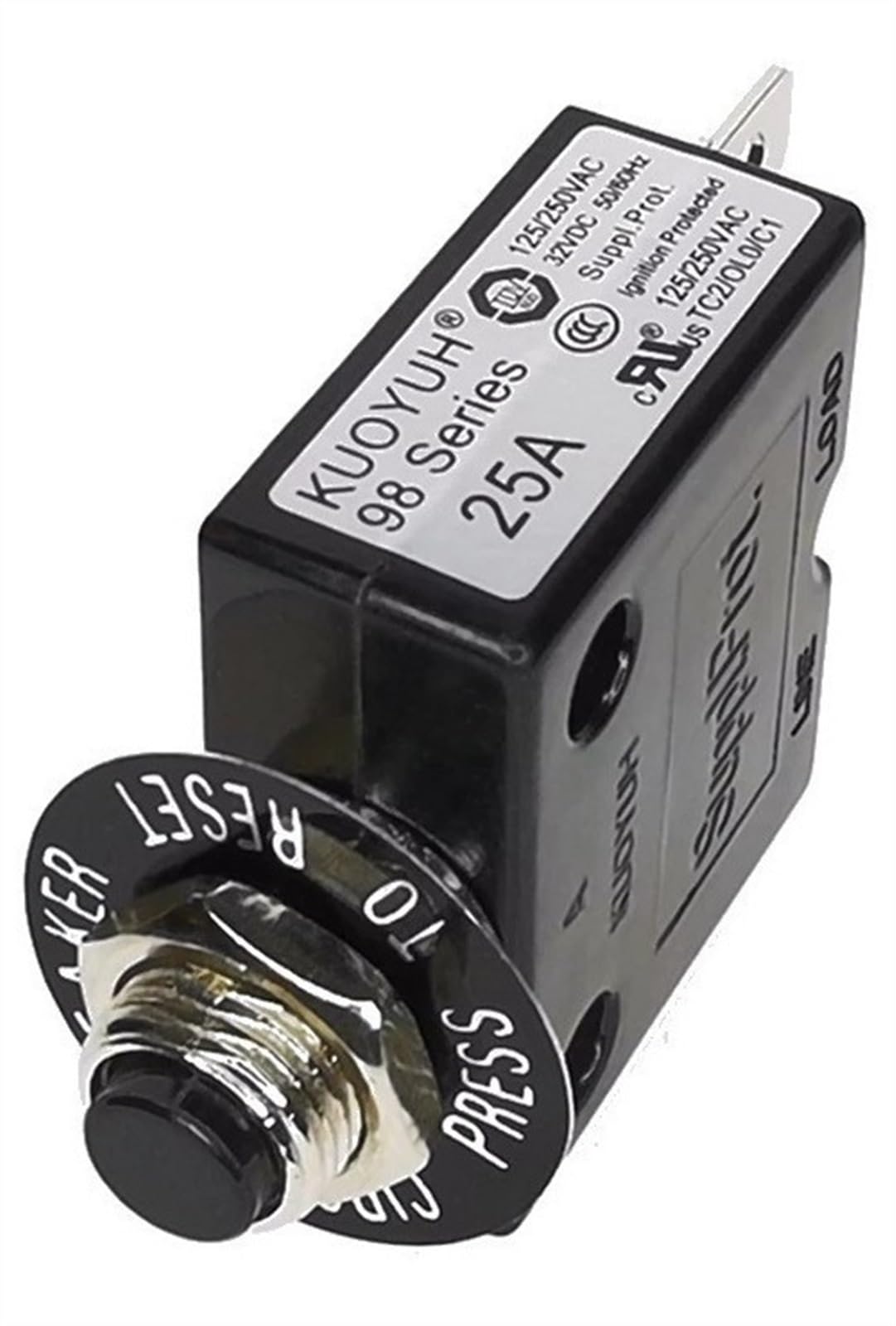 Disjoncteur thermique 25A avec bouton de réinitialisation manuelle pour protection de circuit