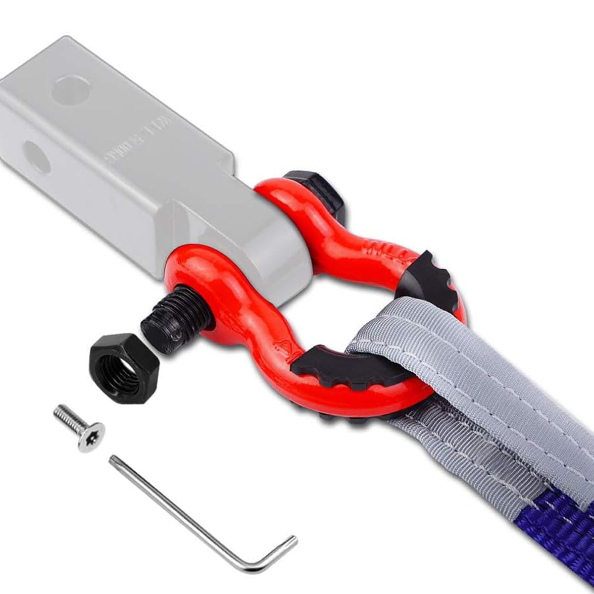 Grillo per rimorchio grande 3/4" ad anello D (confezione da 2) 45000 libbre /20,4T resistenza alla rottura, con perno da 7/8" e viti di sicurezza antifurto. La capacità di trazione è di 10471 libbre