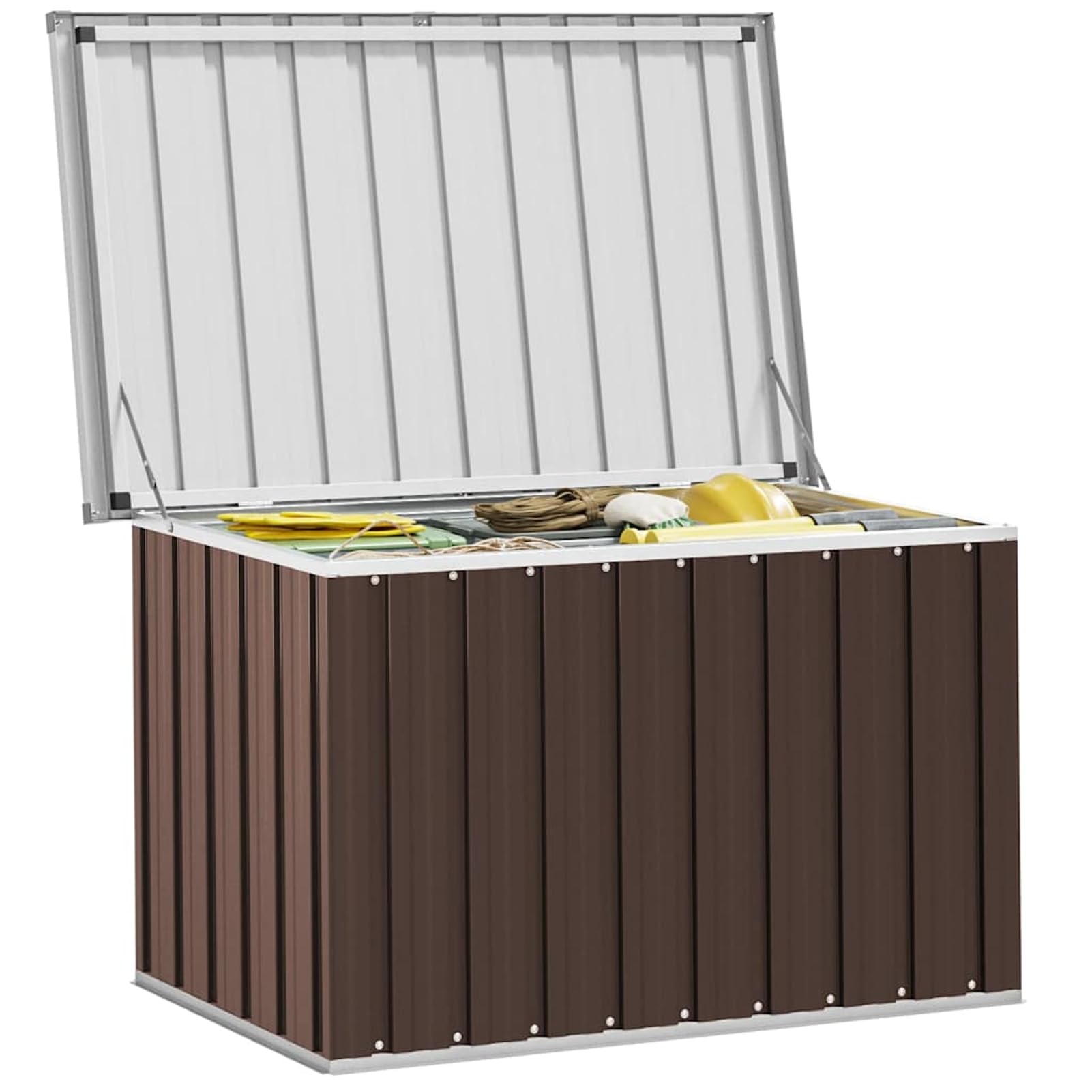 Homgoday Coffre de jardin marron 109 x 67 x 65 cm, mobilier de jardin extérieur pour balcon, terrasse et jardin