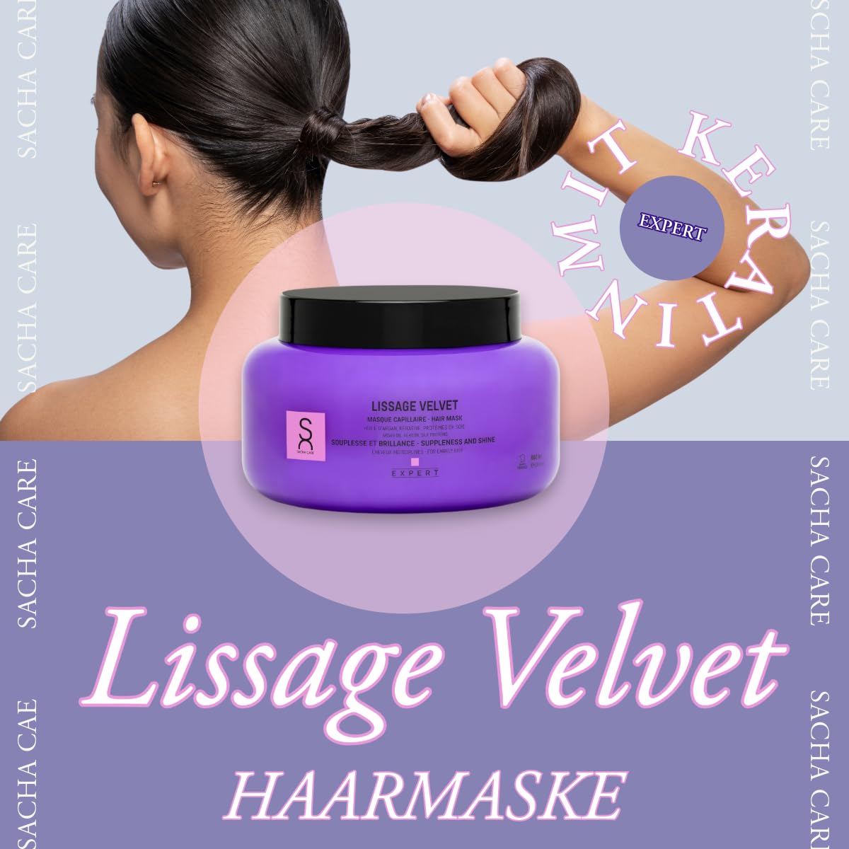 Expert Lissage Velvet Maska do włosów – Z olejem arganowym, keratyną i białkiem jedwabiu – Dla łatwych do rozczesania, jedwabistych i błyszczących włosów 500 ml