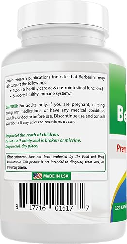 Miniatura 7 de Best Naturals Berberina 500mg 120 cápsulas  Apoya la función inmunológica, cardiovascular y gastrointestinal (120 unidades (paquete de 3))