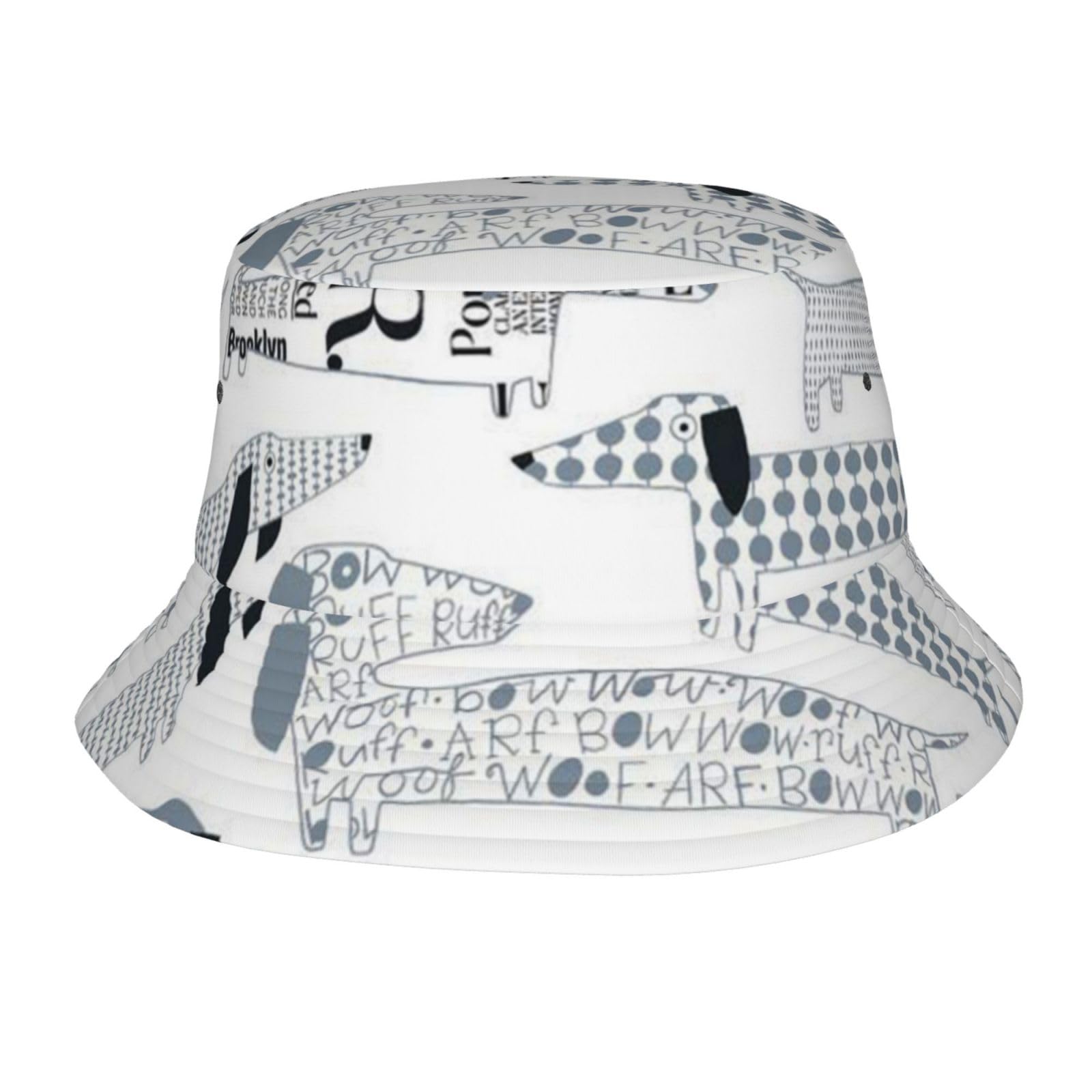 JAYWIS Cute Dachshund Dog Print Bucket Hat Adult,Unisex Bucket Hat Summer Travel Short Brim for Men Women Teens