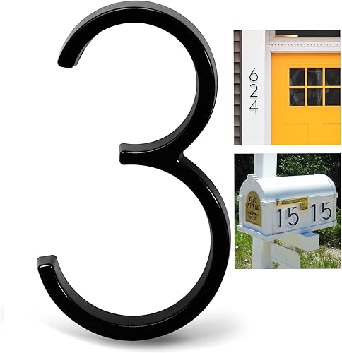 Vista 9 de Anley Número de casa de 5 pulgadas, número de dirección de metal flotante de aleación de zinc impermeable con kits, placas de dirección para casa, 9