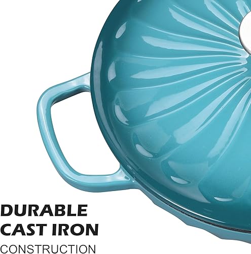 Miniatura 4 de Horno holandés ovalado de hierro fundido esmaltado, olla holandesa ovalada esmaltada de 7 cuartos de galón con tapa y asas dobles para estofar, para