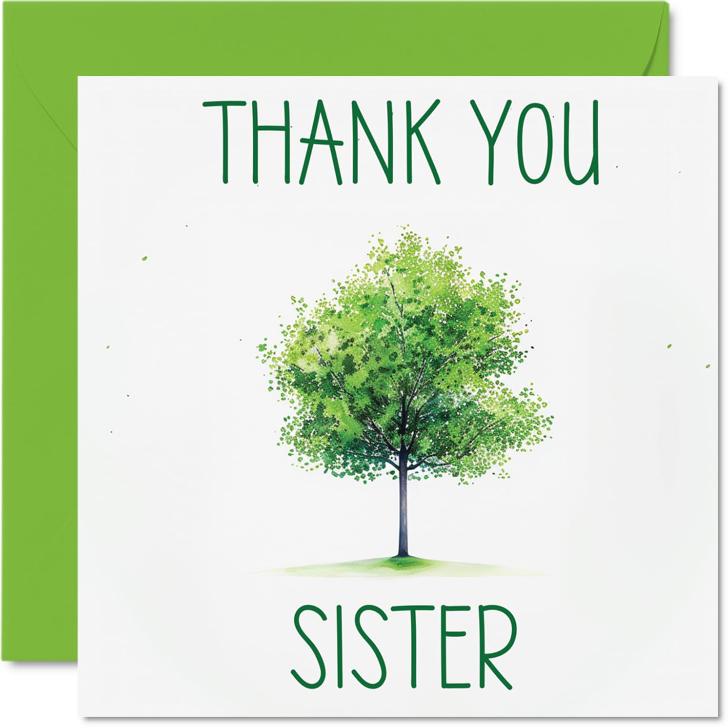 Thank You Cards for Sister - Colourful Green Tree - Thankyou Cards for Her Women, Heartfelt Appreciation Card, 145mm Thank You So Much Greeting Gifts