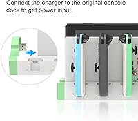 Vista 2 de Charging Dock Compatible with Nintendo Switch for Joy Con & OLED 6 Controller with LED Indication, Switch Charger Dock Station Blanco