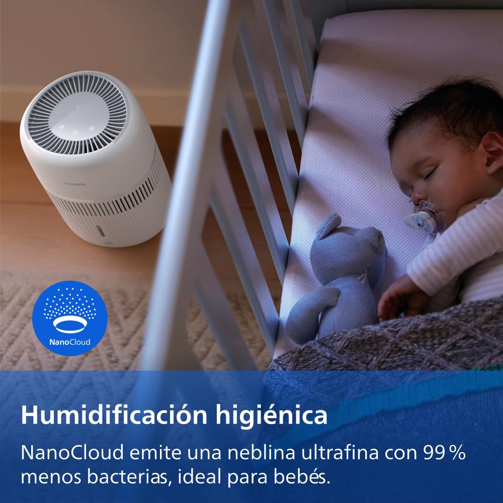 Philips Humidificador Evaporativo Serie 4000, Humidificación Higiénica, 99,97% Menos Bacterias, Depósito de Agua 3,5 L, 275 ml/h, Habitaciones hasta 41 m², Blanco (HU4209/00)