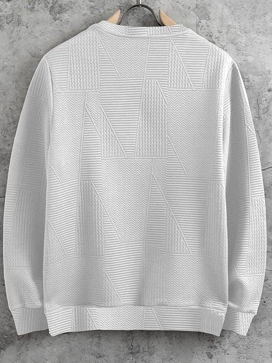 Image of GRECIILOOKS Full Sleeve T Shirt for Men | Casual T-Shirts for Man|Poly Cotton Textured Oversized Fit T-Shirt | Round Neck T-Shirt's