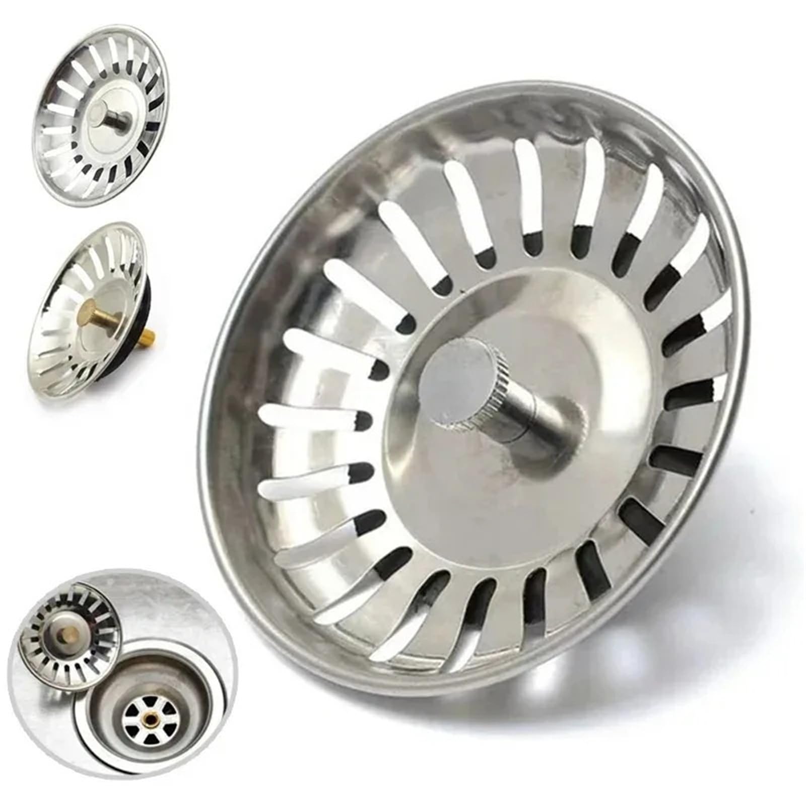 Kitchen Sink Drain Stopper Strainer Stainless Stee 2pcs Kitchen Sink Sewer Strainer Basin Drain Stopper Stainless Steel Waste Plug Filter Anti-clog Floor