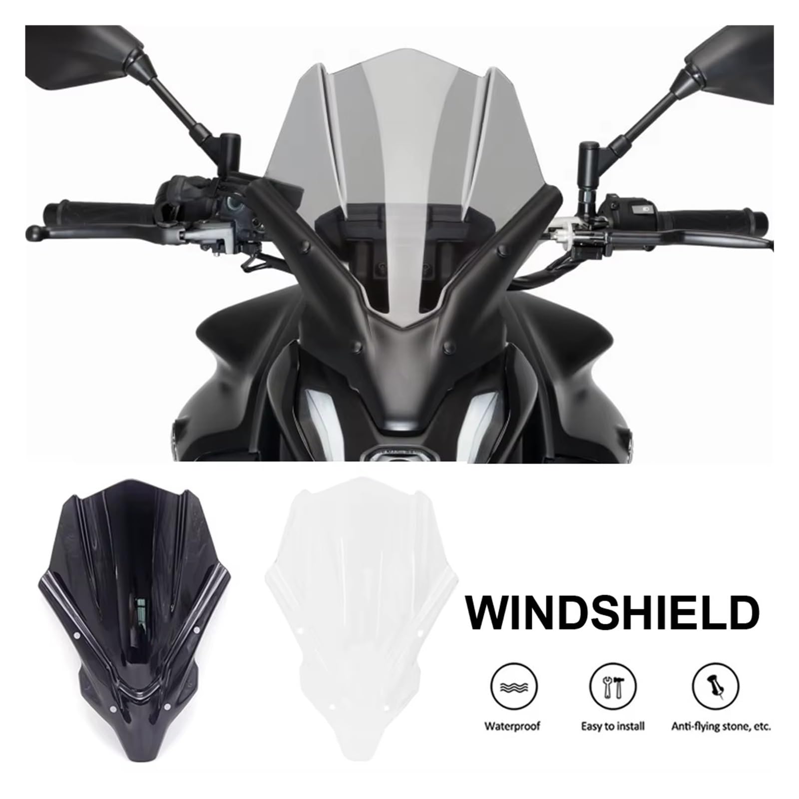 Parabrezza moto Parabrezza Per Moto | Per Yamaha MT-07 MT07 MT 07 2021 Parabrezza acrilico spessore 3 mm(Transparent)