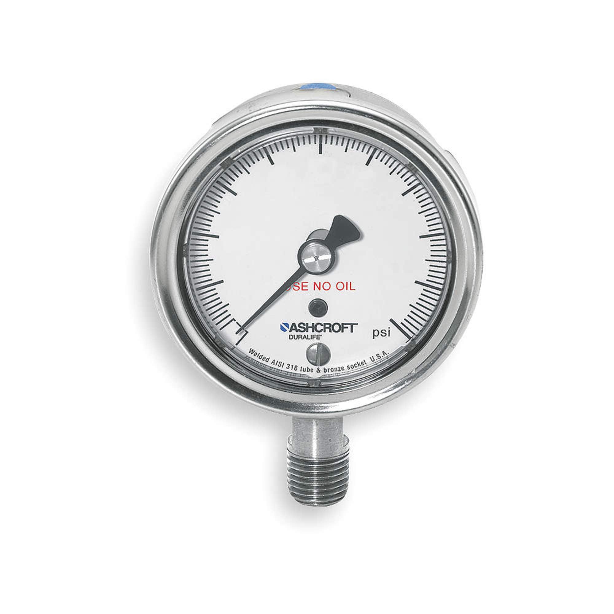 Vacuum Gauge, 30 Hg to 0, 2-1/2In, 1/4In