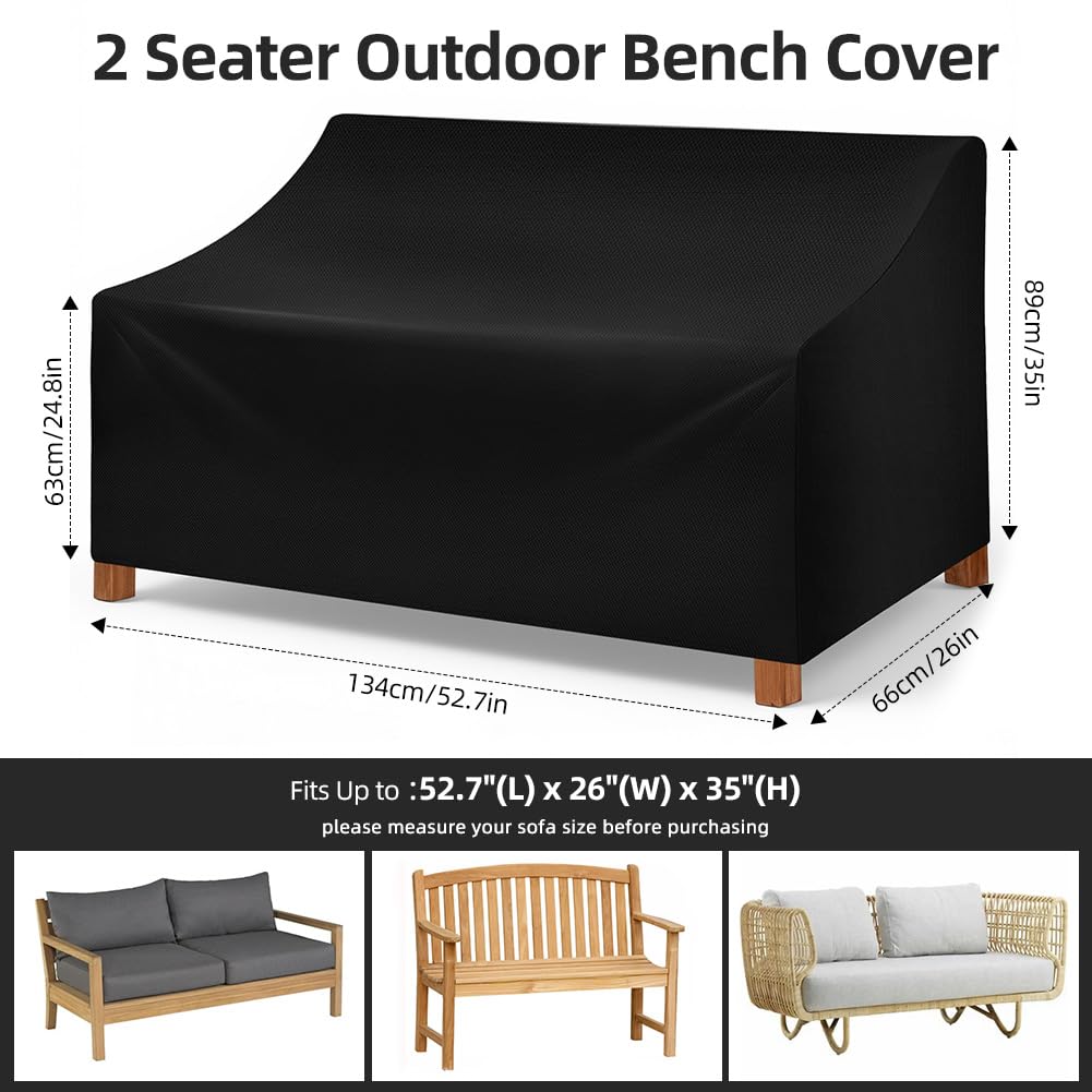 Housse de Banc Jardin 2 Places Vicloon Tissu Oxford Imperméable Anti-UV Protection Extérieur