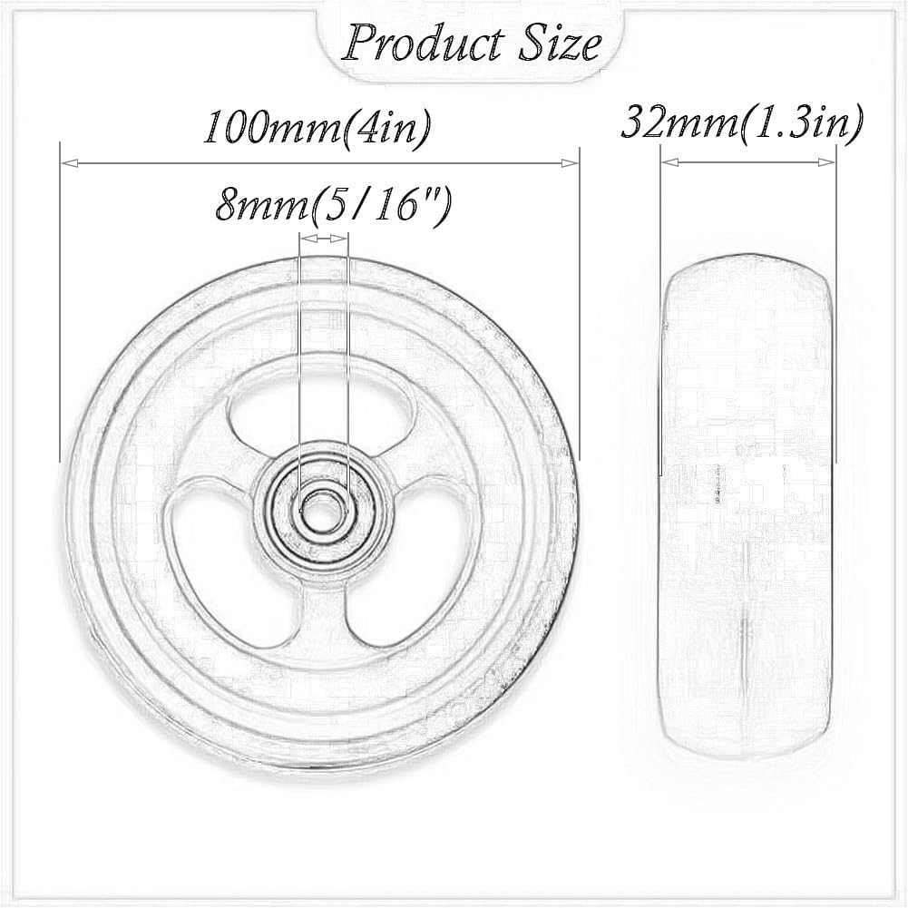 Par De Ruedas Delanteras Repuesto For Silla Deportiva, Poliuretano Macizo 4 Pulgadas(100mm(4in))