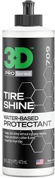 3D Tire Shine Gel Water-Based, High Gloss Tire Dressing | Non-Greasy, Long Lasting Finish for Rubber, Trim & Vinyl | Easy Gel Application | Car Detailing |16 oz