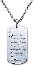 Serenity Prayer Stainless Steel Designer Dog Tag Necklace (Non-Denominational Version)