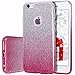 MILPROX Compatible iPhone 6S, iPhone 6, Shiny Glitter CASE [Bling Crystal Clear][Extremely Sparkly], Slim Premium 3 Layer Hybrid, Anti-Slick/Protective/Soft Case- 4.7 Pink+Silver