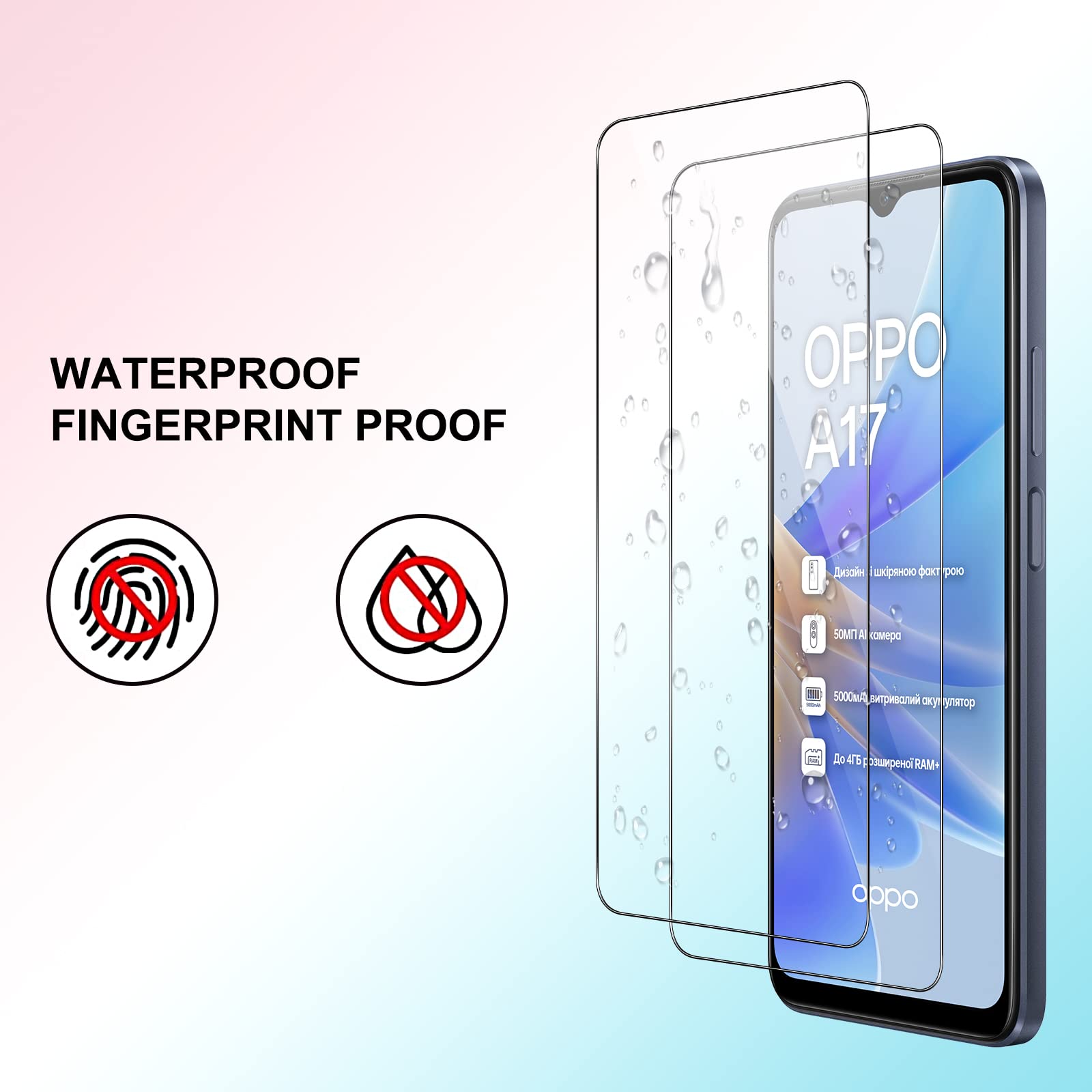 NEW'C 3 Pezzi, Vetro Temperato per OPPO A77 5G, OPPO A57 4G, Oppo A57s, Pellicola Prottetiva Anti Graffio, Anti-Impronte, Senza Bolle, Durezza 9H, 0,33mm Ultra Trasparente, Ultra Resistente