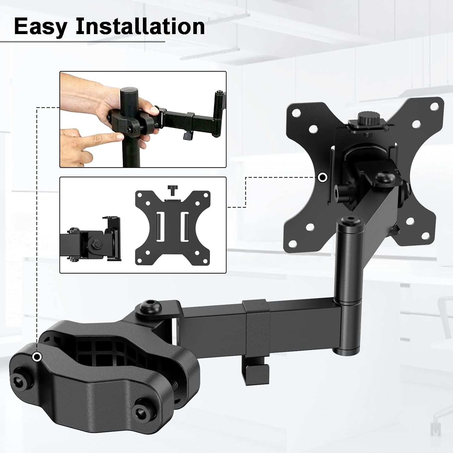 VESA plate being attached to a monitor