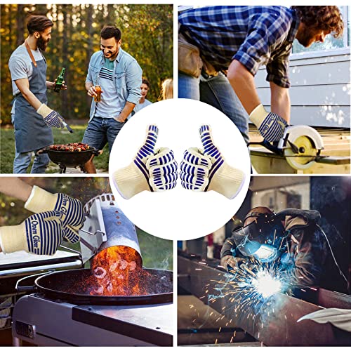 Oven Gloves, Heat Resistant 540 Degrees Grilling Gloves, Hot Surface Handler Non-Slip Silicone Oven Mitts With Fingers, Bbq Gloves For Cooking/Kitchen/Baking, Pack Of 2 #TOP3