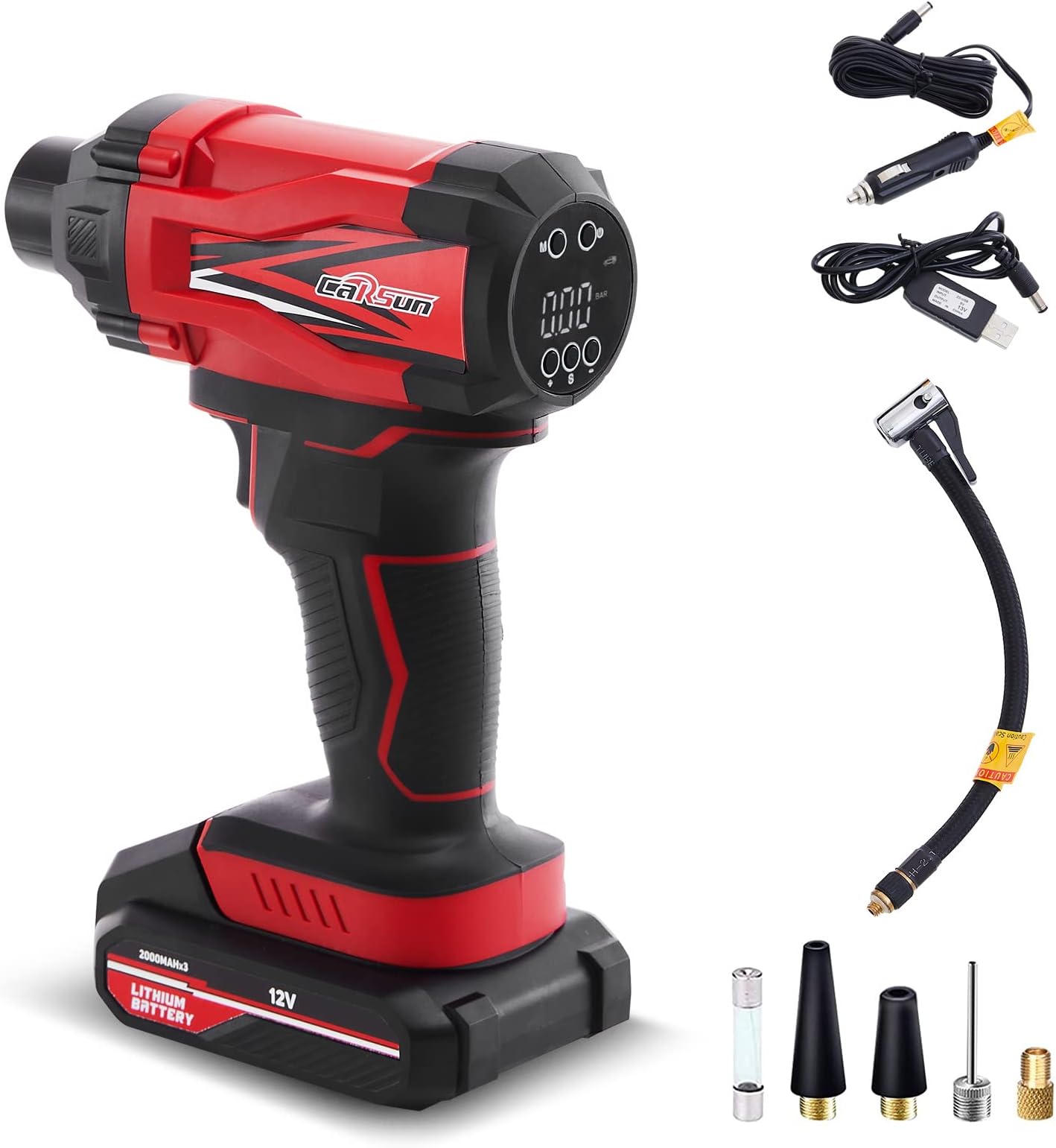 OFCASA Car Tyre Pump Cordless Tyre Inflator, Car Tyre Inflator 12v