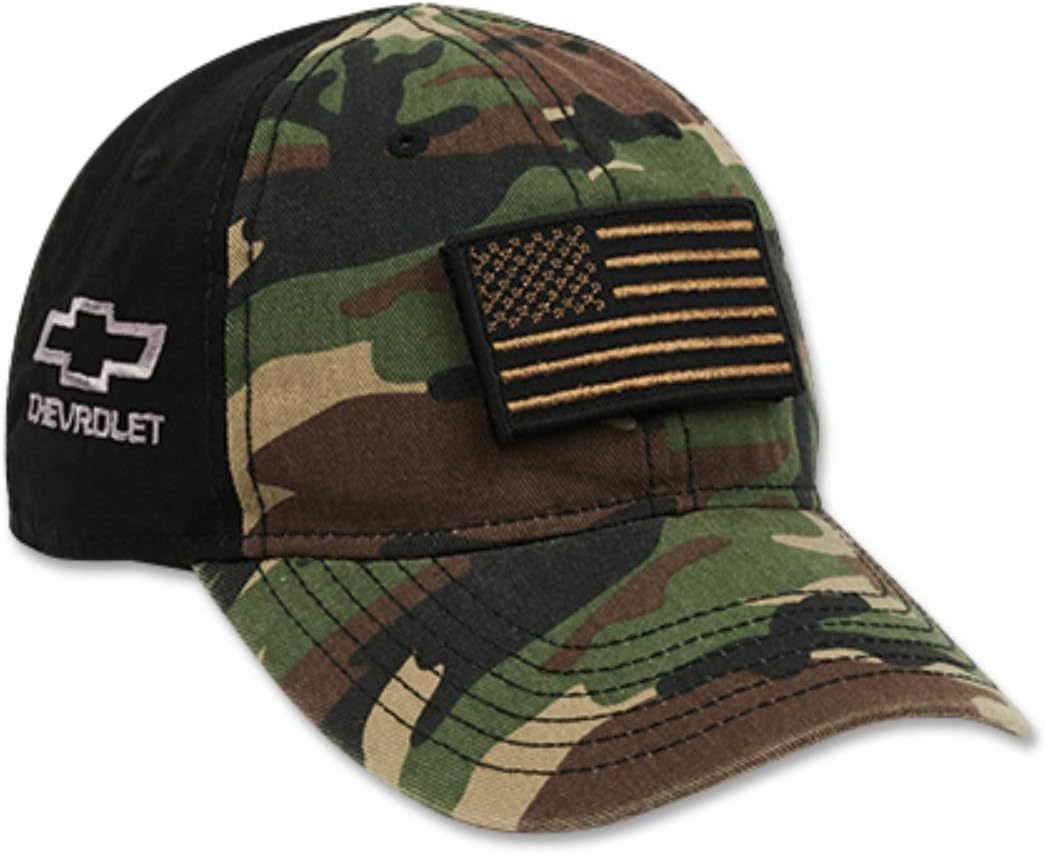 Chevy Green Camo Bowtie Tactical Hat with American Flag Patch for Chevrolet