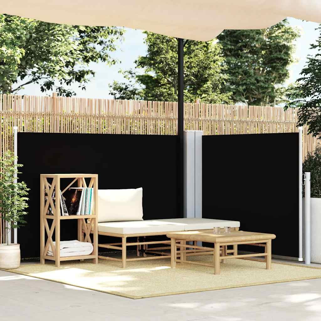 Store latéral extensible noir 120x1000 cm pour jardin