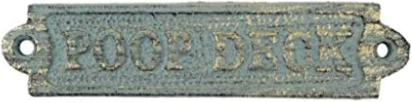 Antique Seaworn Bronze Cast Iron Poop Deck Sign 6" - Door Decor - Nautical The